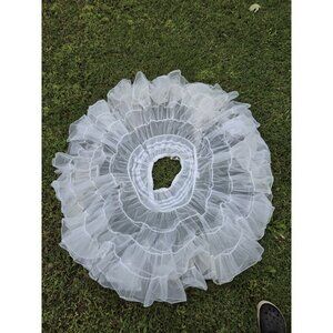 Vintage Square Up Dance Swing Petticoat Tutu 2 Tiered Ruffled White Large